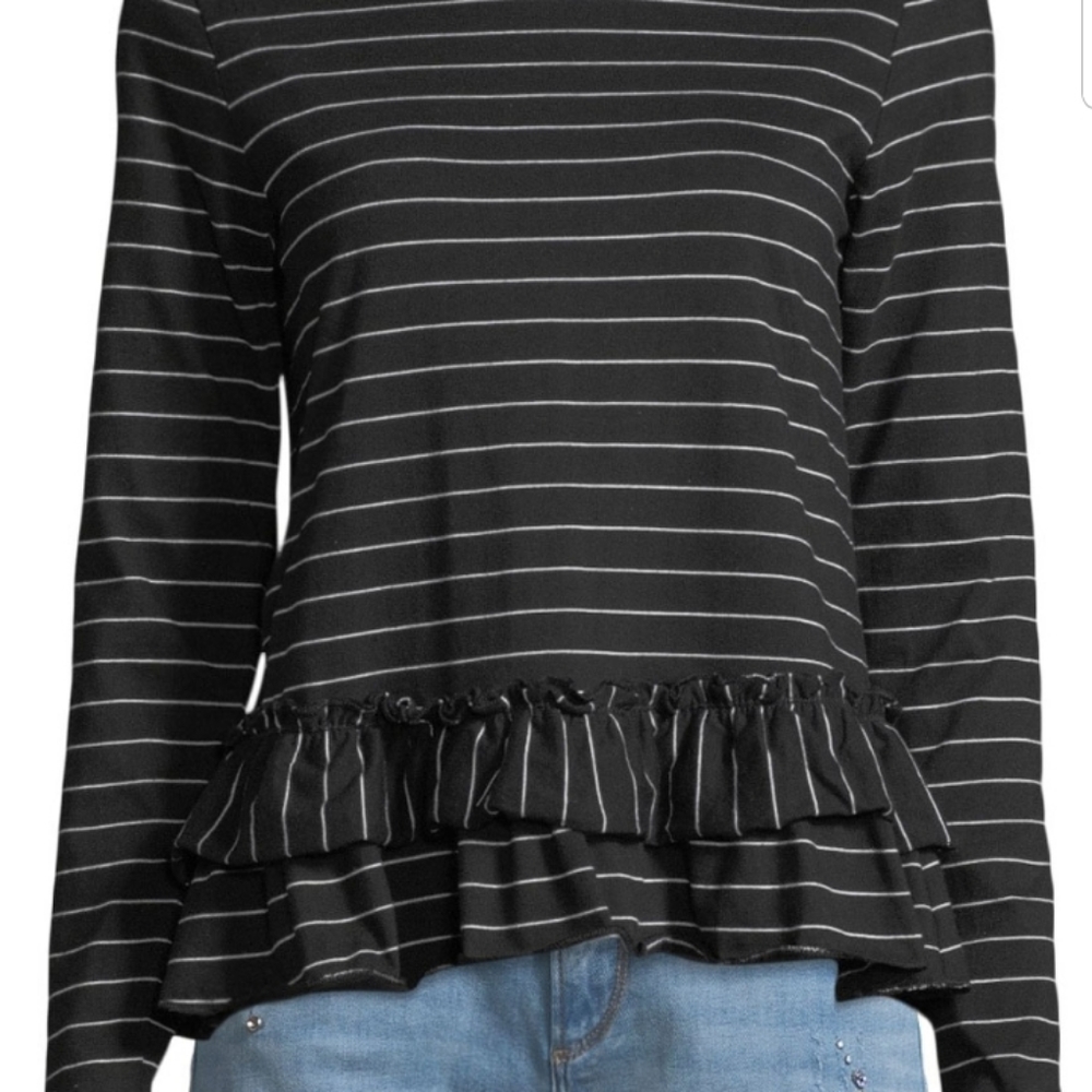Free Generation Ruffle Grey Striped Tee - Picture 5 of 5